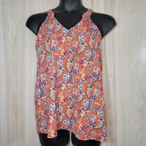 Pixley Orange Paisley Lightweight Tank Too Sz Med